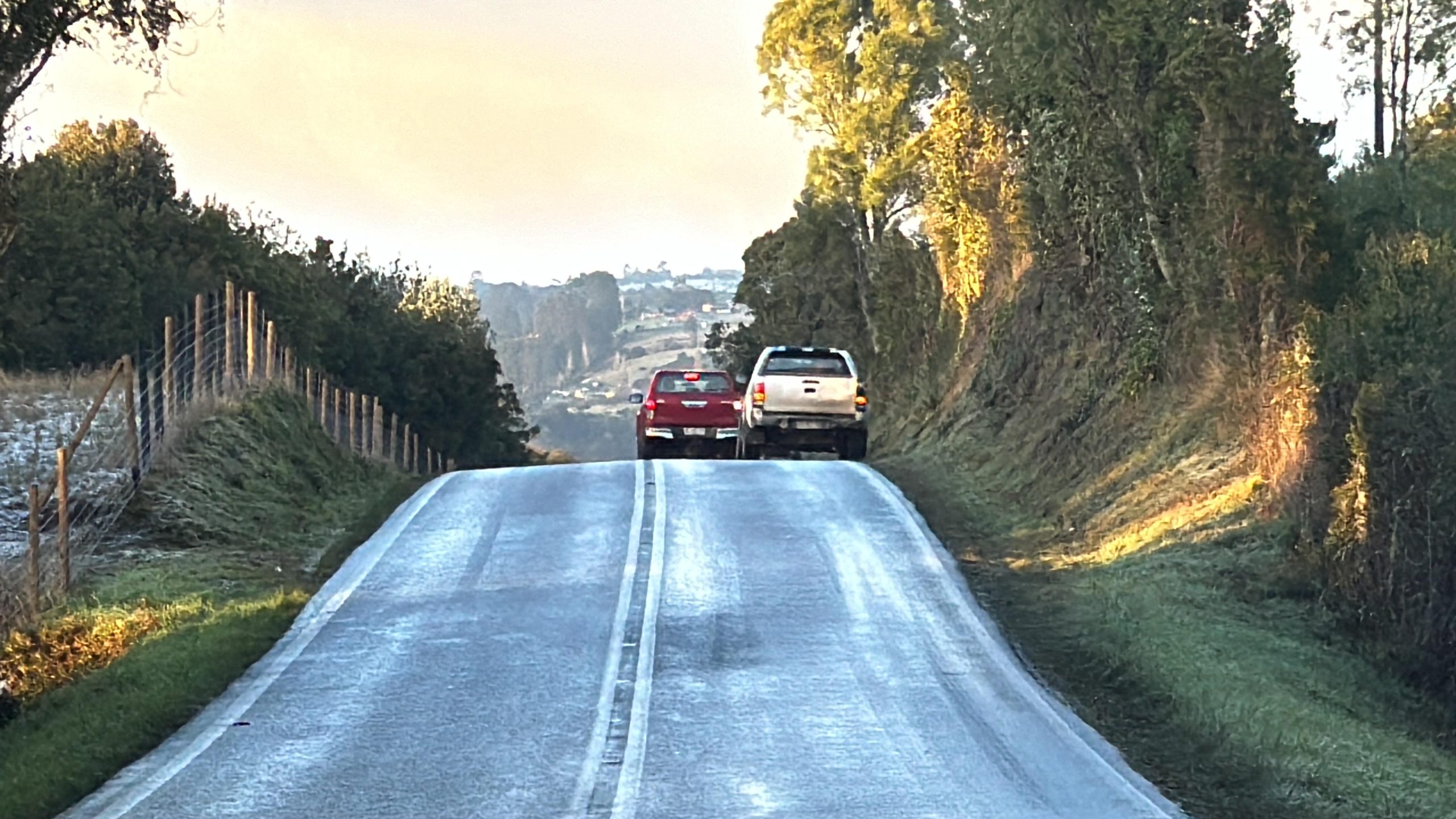 Escarcha en Chiloé provoca cortes en la Ruta 5 Sur