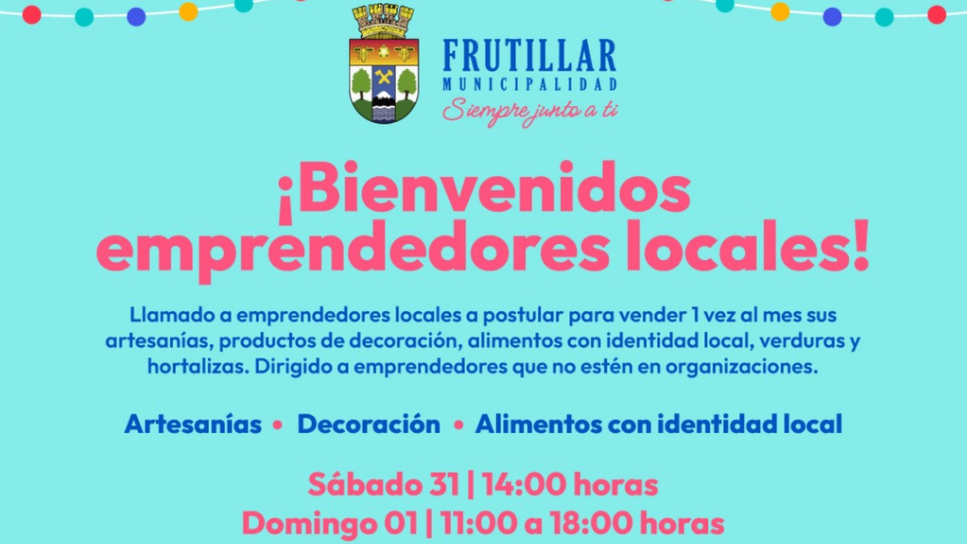 Municipio de Frutillar invita a emprendedores locales a participar en feria de identidad y comercio justo