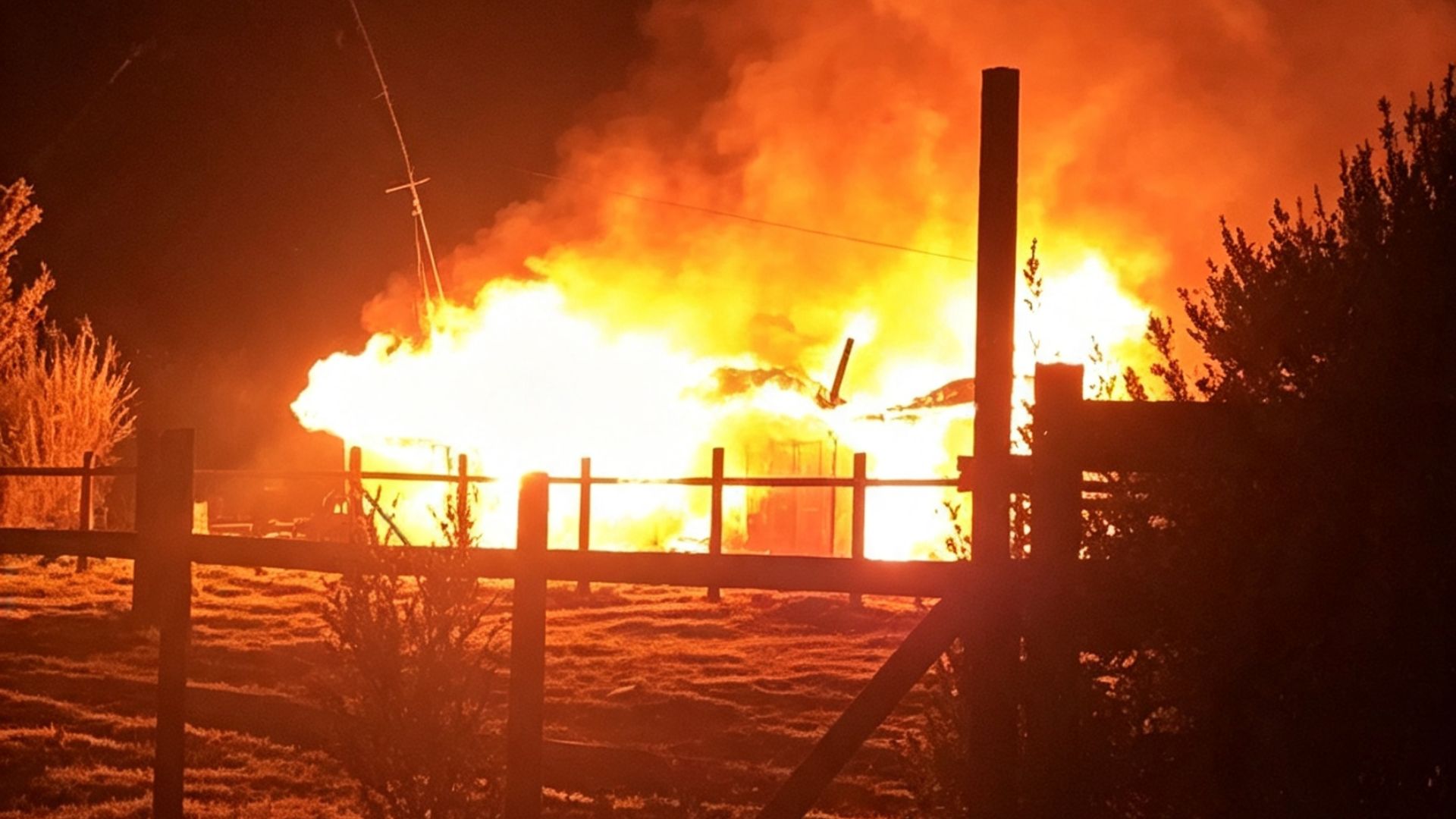 Vivienda quedó destruida tras incendio en sector rural de Calbuco