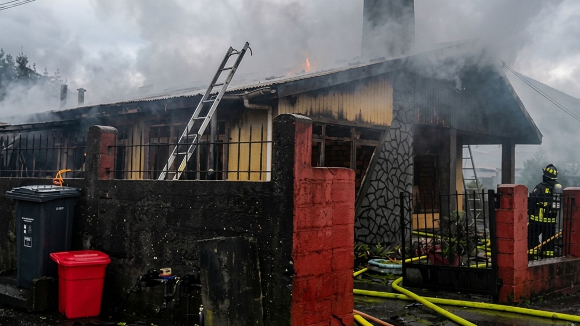 Incendio deja a cuatro damnificados y a dos bomberos lesionados en Ancud